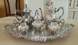 Lancaster Rose by Poole Silver Plated Coffee/Tea Pot set and a Huge Serving Tray