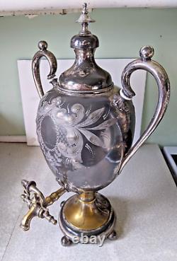 Large Antique -1888- Silver Plated Samovar / Water Urn 17 Inch- Needs Restored