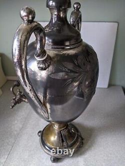 Large Antique -1888- Silver Plated Samovar / Water Urn 17 Inch- Needs Restored