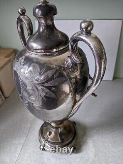 Large Antique -1888- Silver Plated Samovar / Water Urn 17 Inch- Needs Restored