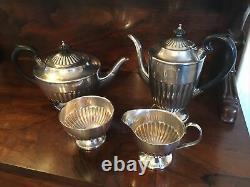 Large Antique Silver Plate Four Piece Tea-set, Made By Psl, Sheffield