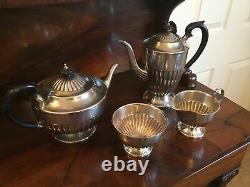 Large Antique Silver Plate Four Piece Tea-set, Made By Psl, Sheffield