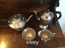 Large Antique Silver Plate Four Piece Tea-set, Made By Psl, Sheffield