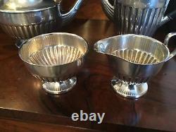 Large Antique Silver Plate Four Piece Tea-set, Made By Psl, Sheffield