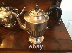 Large Antique Silver Plate Four Piece Tea-set, Made By Psl, Sheffield