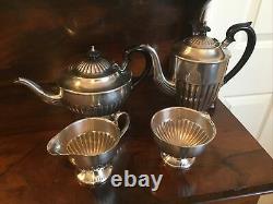 Large Antique Silver Plate Four Piece Tea-set, Made By Psl, Sheffield