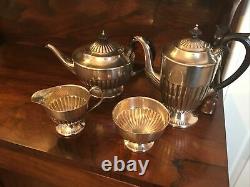 Large Antique Silver Plate Four Piece Tea-set, Made By Psl, Sheffield