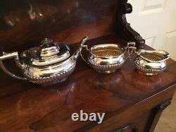 Large Antique Silver Plate Three Piece Tea-set, Daniel & Arter. Epbm