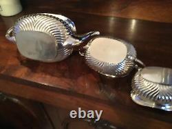 Large Antique Silver Plate Three Piece Tea-set, Daniel & Arter. Epbm