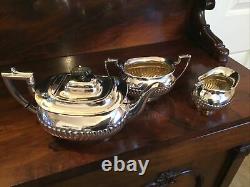 Large Antique Silver Plate Three Piece Tea-set, Daniel & Arter. Epbm