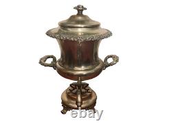 Large Antique Victorian Silver Plate Samovar Water Urn Coffee Tea Double Handle