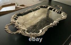 Large Birmingham Art Nouveau Fan Silver Tea Coffee Serving Platter Superb Cond