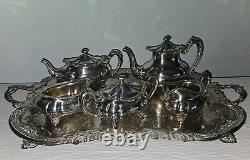 Large Gorham Antique Silverplate Tea Set, 5 Piece set