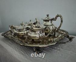 Large Gorham Antique Silverplate Tea Set, 5 Piece set