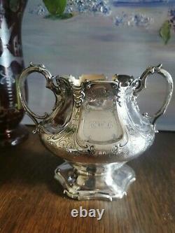 Large Victorian Tea Set Teapot, Jug, Bowl, Silver Plated