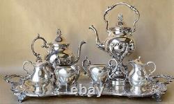 Large Vintage Birmingham Silver Co. Footed Coffee/Tea Service Silver On Copper