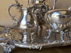 Large Vintage Birmingham Silver Co. Footed Coffee/Tea Service Silver On Copper