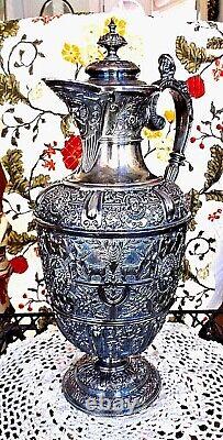 Large Vintage, Ornate, Embossed Silver Plate Coffee-Tea Pot Beautiful Server