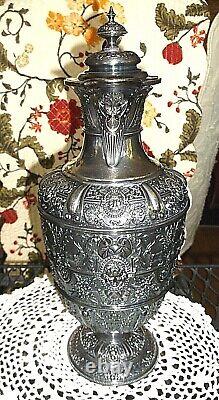 Large Vintage, Ornate, Embossed Silver Plate Coffee-Tea Pot Beautiful Server