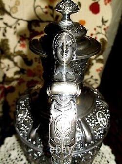 Large Vintage, Ornate, Embossed Silver Plate Coffee-Tea Pot Beautiful Server