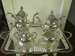 Late 29th Century Art Deco Silver Plate Tea and Coffee Service 4 Piece Set