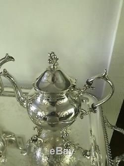 Late 29th Century Art Deco Silver Plate Tea and Coffee Service 4 Piece Set