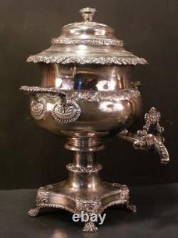 Lg 1800 19c Sheffield Repousse Silver Hot Water Tea Urn Samovar Georgian Regency