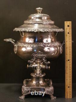 Lg 1800 19c Sheffield Repousse Silver Hot Water Tea Urn Samovar Georgian Regency