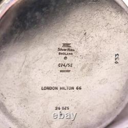 London Hilton Hotel 3 Piece Tea Pot Set LTR ANT FCH 005 Antique Silver Plate