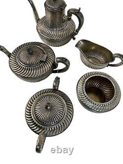 Lot Antique Gorham Co. 5-Piece Silver-Plated Coffee Tea Set 0770 Ribbed 8812