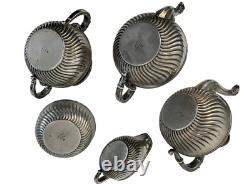 Lot Antique Gorham Co. 5-Piece Silver-Plated Coffee Tea Set 0770 Ribbed 8812