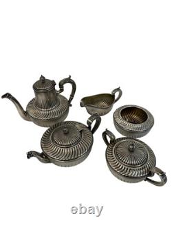 Lot Antique Gorham Co. 5-Piece Silver-Plated Coffee Tea Set 0770 Ribbed 8812