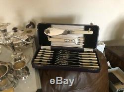 Lot Of Silver Plated Items. Candelabra & Candle Sticks, Tazza, Tea Pot Etc
