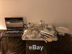 Lot Of Silver Plated Items. Caviar Dommed Dish, Entree Dish, Tazza's Tea Service