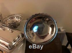 Lot Of Silver Plated Items. Caviar Dommed Dish, Entree Dish, Tazza's Tea Service