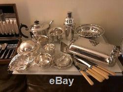 Lot Of Silver Plated Items. Caviar Dommed Dish, Entree Dish, Tazza's Tea Service