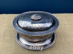 Lovely Antique Embossed Silver Plate Tea Caddy With Claw & Ball Feet