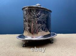 Lovely Antique Embossed Silver Plate Tea Caddy With Claw & Ball Feet