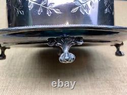 Lovely Antique Embossed Silver Plate Tea Caddy With Claw & Ball Feet