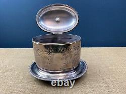 Lovely Antique Embossed Silver Plate Tea Caddy With Claw & Ball Feet