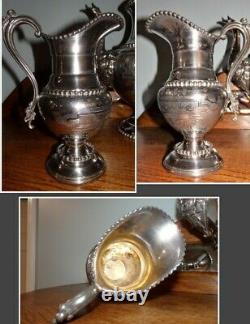Lovely Antique Engraved Meriden Britannia Rogers SILVER PLATE Coffee TEA SET