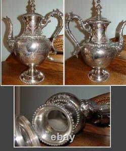 Lovely Antique Engraved Meriden Britannia Rogers SILVER PLATE Coffee TEA SET