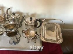 Lovely Lot Of Silver Plated Items, Tea Services, Swing Baskets Coffee Pots Etc