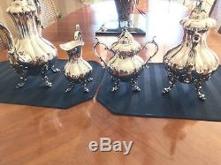 Lovely Reed & Barton Winthrop Silverplate 4piece Coffee & Tea Set Pumpkin Top