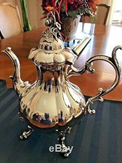 Lovely Reed & Barton Winthrop Silverplate 4piece Coffee & Tea Set Pumpkin Top