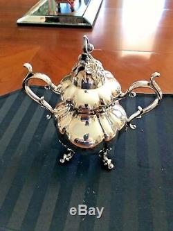 Lovely Reed & Barton Winthrop Silverplate 4piece Coffee & Tea Set Pumpkin Top