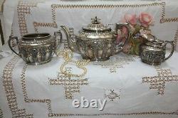 Lovely Walker & Hall Silver Plate Tea Set Pot Milk & Sugar 1891-1900 7619d