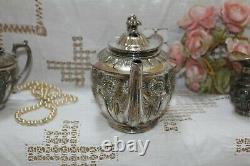 Lovely Walker & Hall Silver Plate Tea Set Pot Milk & Sugar 1891-1900 7619d