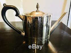 Lunt Revere-Style Silver Plated Tea and Coffee Service Tray Hollywood Regency