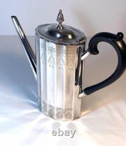 Lunt Silversmiths Art Deco Silver Plate Coffee/Tea Service Set 4 Pieces Bakelite